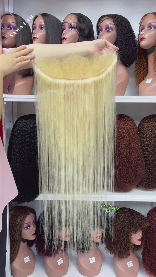 13*4 HD Lace Frontal Silky Straight 100% Virgin Natural Human Hair Color 613# 14"-22"