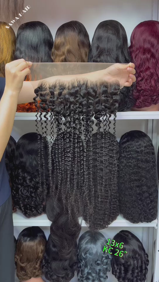 13*6  Lace Frontal Silky Kinky Curl 100% Virgin Natural Human Hair Color NC 12"-28"