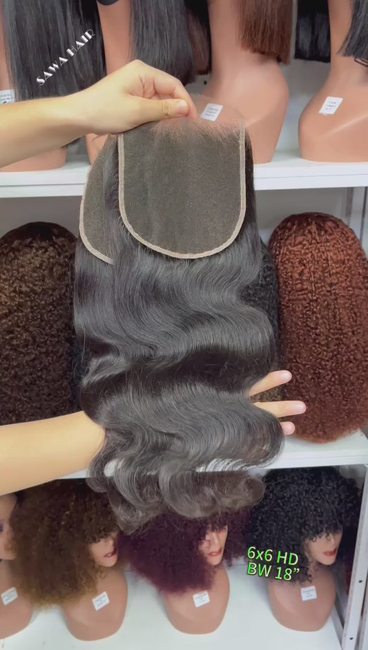 6*6 HD Lace Closure Body Wave 100% Natural Human Hair Natural Color 14"-22"