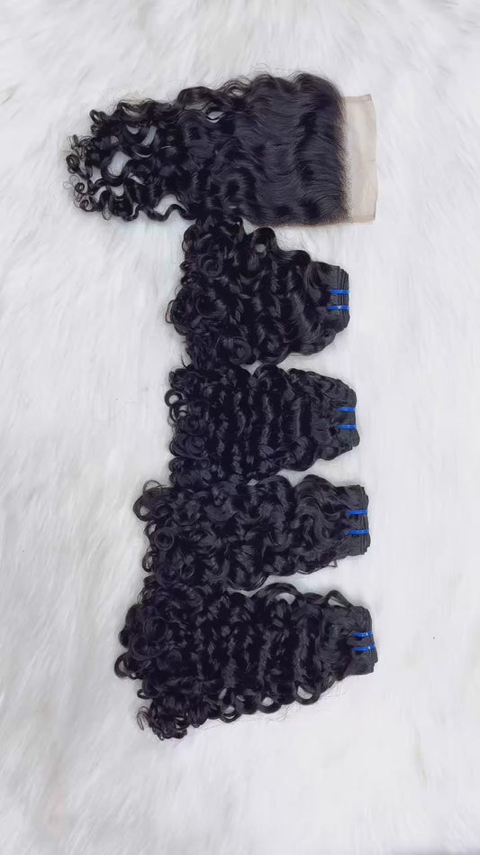 Double Drawn Burmese Hair Bundles Roma Curl Natural Human Hair Natural Color 100grams