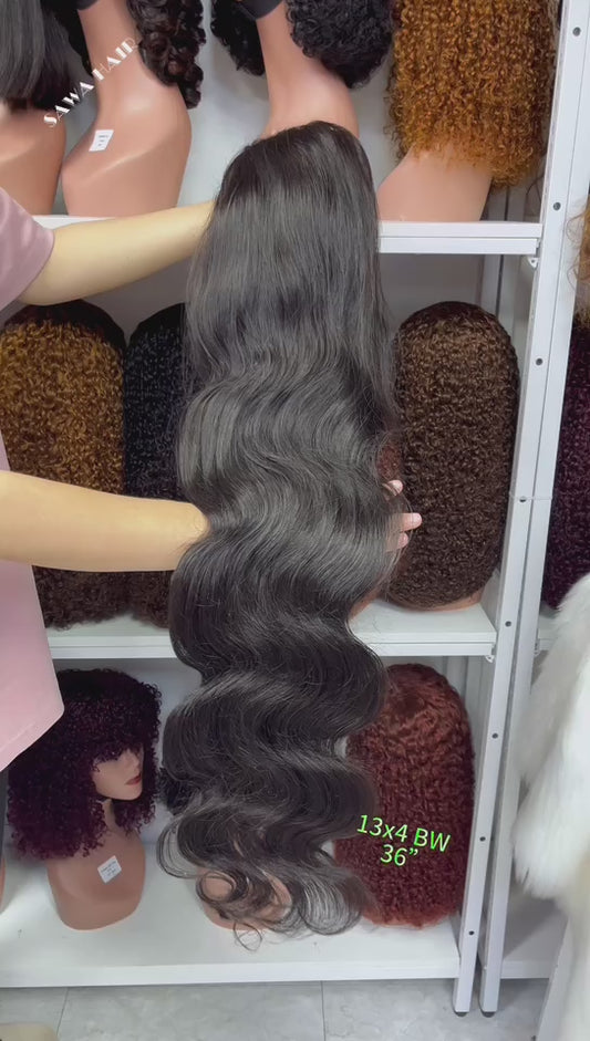 13x4 Lace Wig Body Wave Burmese Human Hair Wigs Natural Color 300% Density 16"-40"