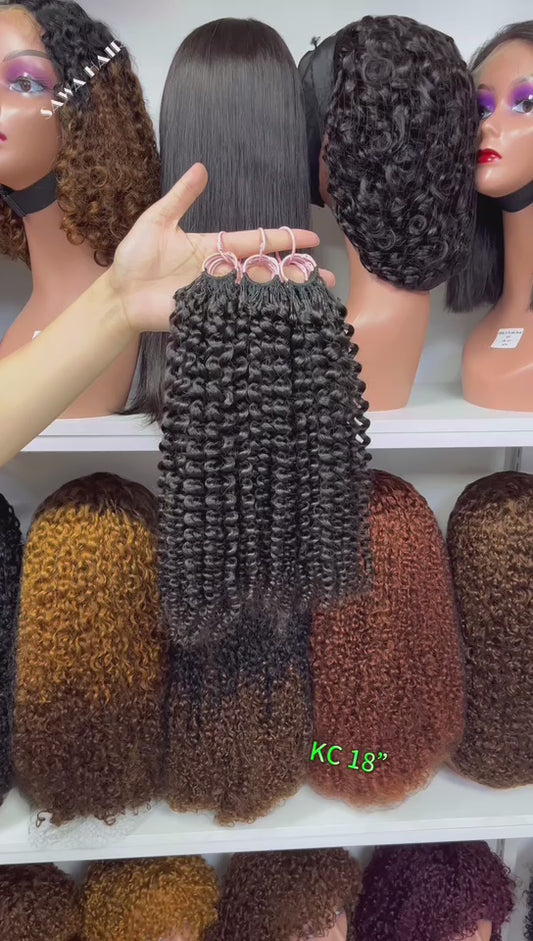 Pre Looped Feather Crochet Human Hair Bulk Kinky Curl Natural Hair 100grams and 80pcs for 1 Bundle