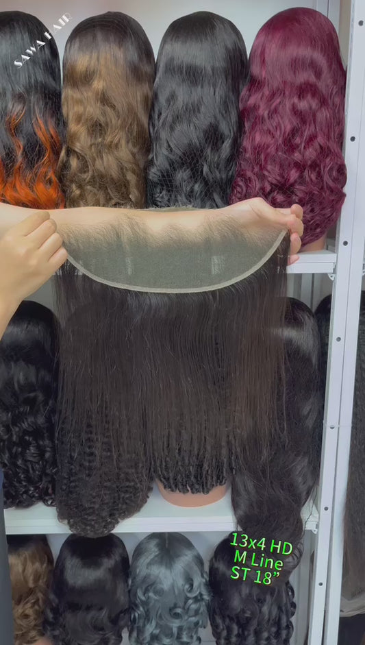 M Line 13*4 HD Lace Frontal Straight 100% Natural Human Hair Natural Color 12"-22"