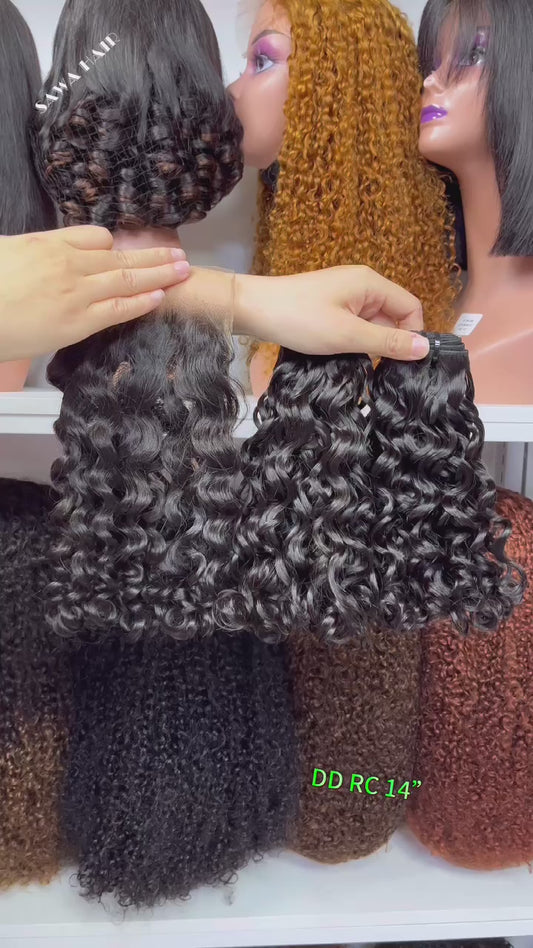 Double Drawn Burmese Hair Bundles Roma Curl Natural Human Hair Natural Color 100grams