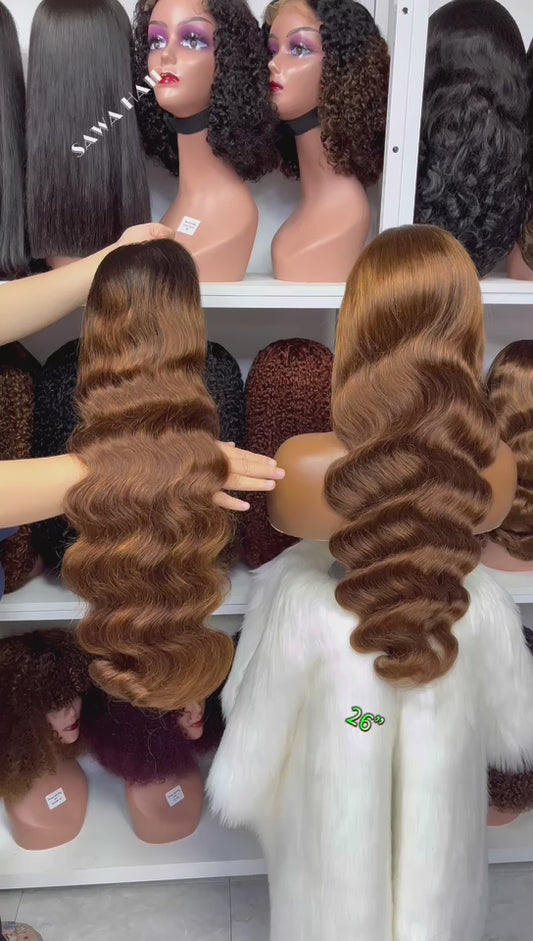 Color 13x4 Lace Wig Body Wave Human Hair Wigs Ombre Color T1B/4 18"-30"