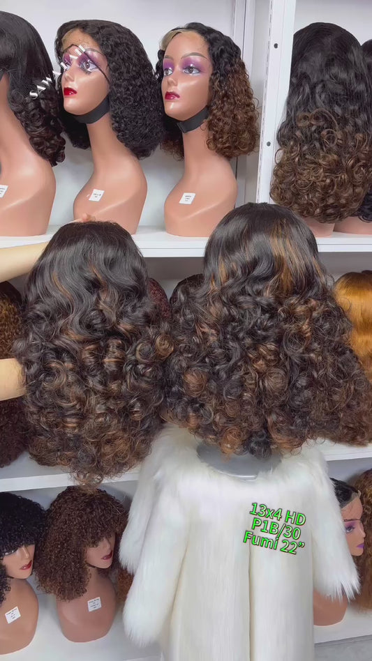 DD 13*4 HD Lace Wig Fumi  Natural Human Hair Lace Wigs Color P1B/30# 22"