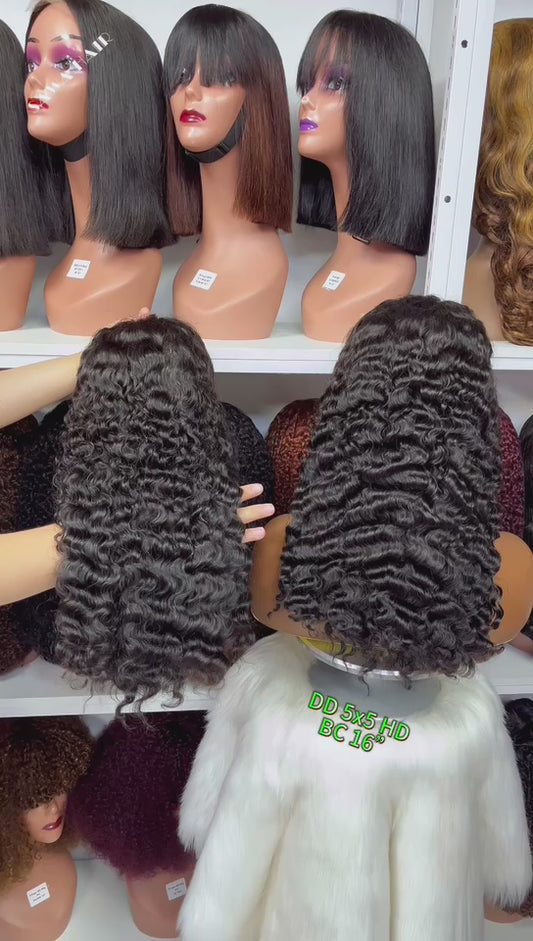 Double Drawn 5x5 HD Glueless Wig Burmese Curl Human Hair Lace Wigs Natural Color 10"-32"