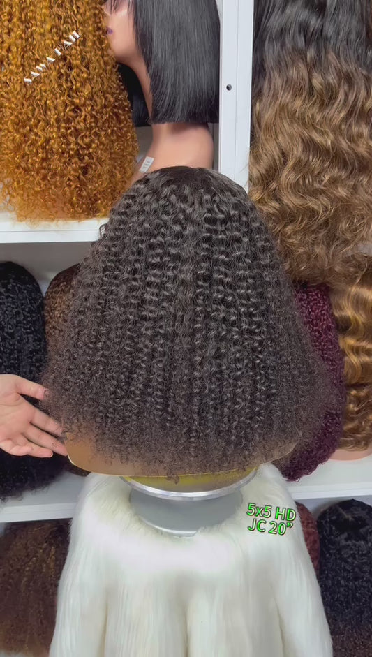 5*5 HD perruque de dentelle sans colle vague d'eau cheveux humains vierges perruques de dentelle bouclée densité 250%