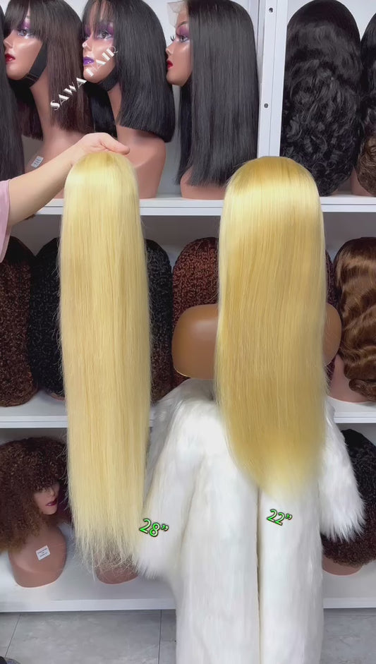 13*4 perruque de dentelle droite perruques de dentelle de cheveux humains naturels couleur 613 # 200% densité