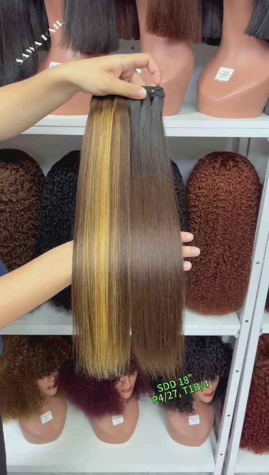 Super Double Drawn Bone Straight Vietnamese Human Hair Bundle Color 30# 27# 8"-22"