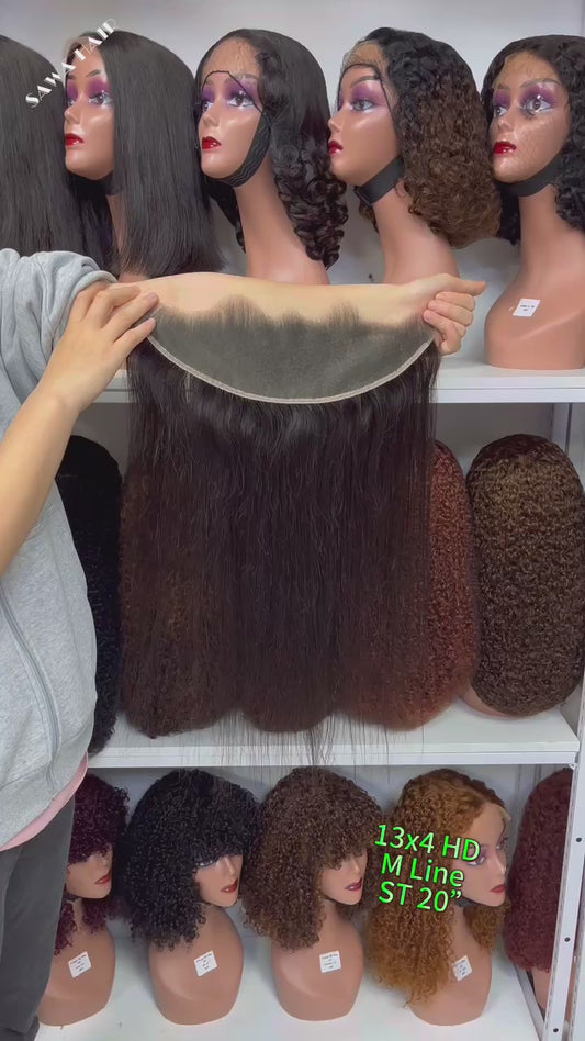 M Line 13*4 HD Lace Frontal Straight 100% Natural Human Hair Natural Color 12"-22"