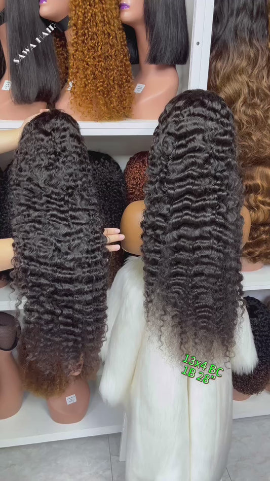 13x4 Lace Wig Burmese Curl Curly Burmese Human Hair Wigs Natural Color 300% Density 16"-40"