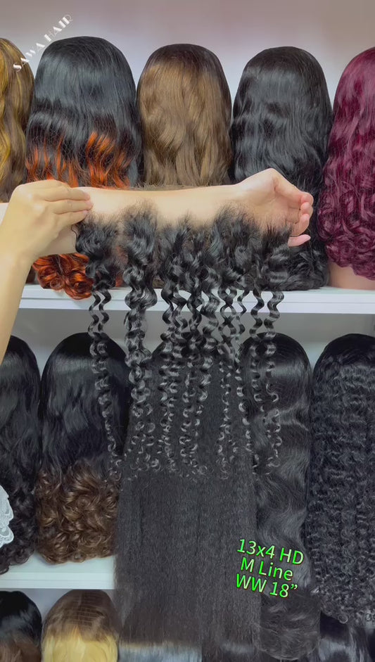 M Line 13*4 HD Lace Frontal Water Wave 100% Natural Human Hair Natural Color 12"-22"