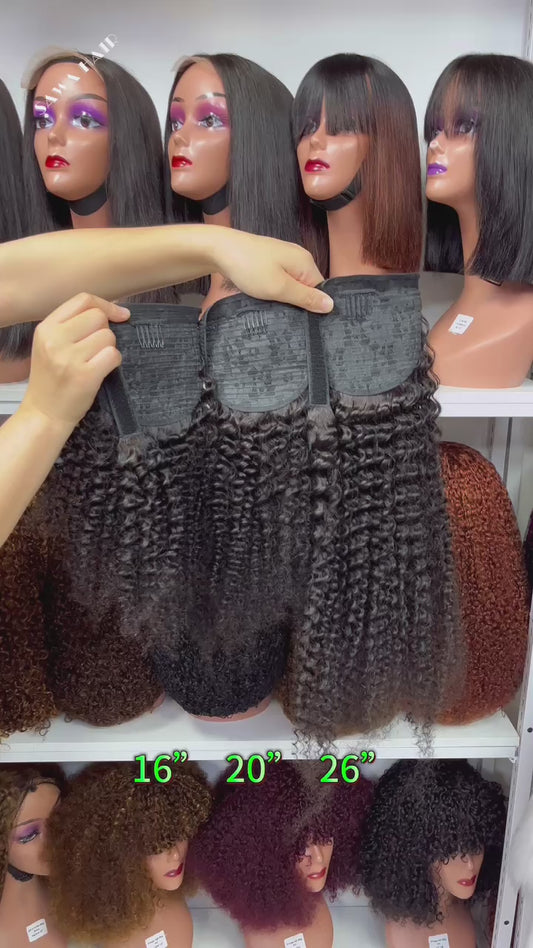Ponytail 110gram Human Hair Kinky Curl Natural Hair 12"-32"