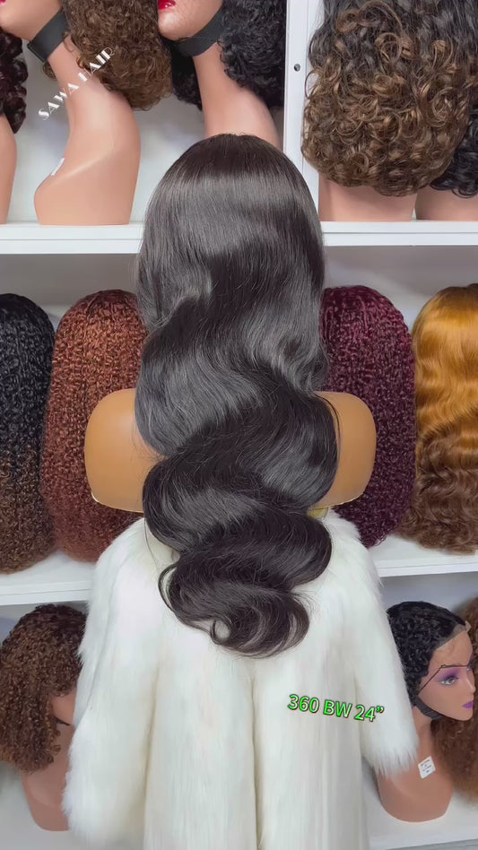 360 Lace Wig Body Wave Natural Human Hair Wigs 16“-32” Natural Color 350% Density