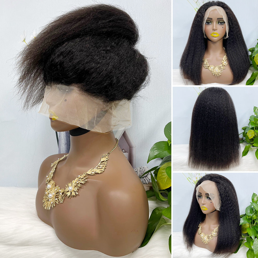 360 Lace Wig Kinky Curl Natural Virgin Human Hair Wigs 16inch- 32inch 250% Density