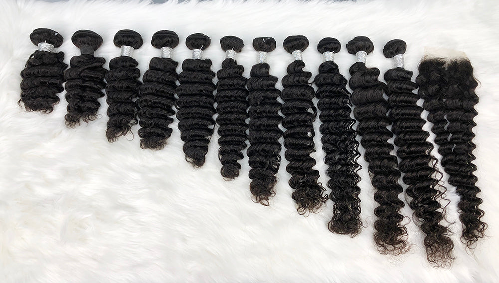 10A Sawa Natural Hair Bundles Deep Wave Brazilian Virgin Human Hair Bundles With 13*4 HD Frontal or 5*5 HD Closure 10"-40"