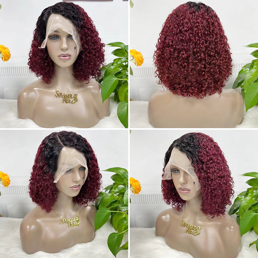 DD T Lace Wig Pixie Curl Perruques de cheveux humains naturels 14 pouces P4/27