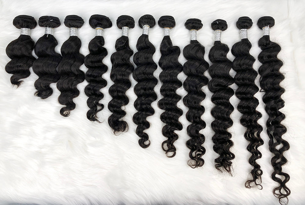 10A Virgin Natural Human Hair Bundles Loose Deep With 13*4 HD Frontal and 5*5 HD Closure