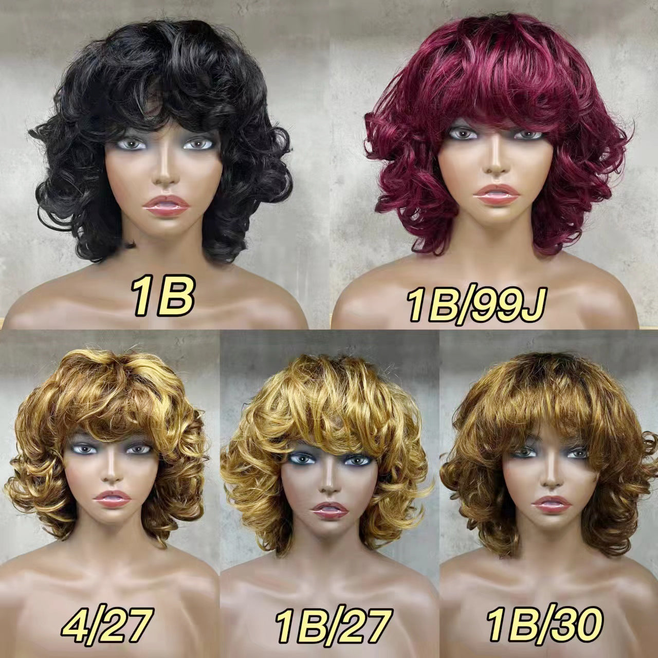 Double Drawn Machine Human Hair Wig Magic wave Remy Hair Wigs