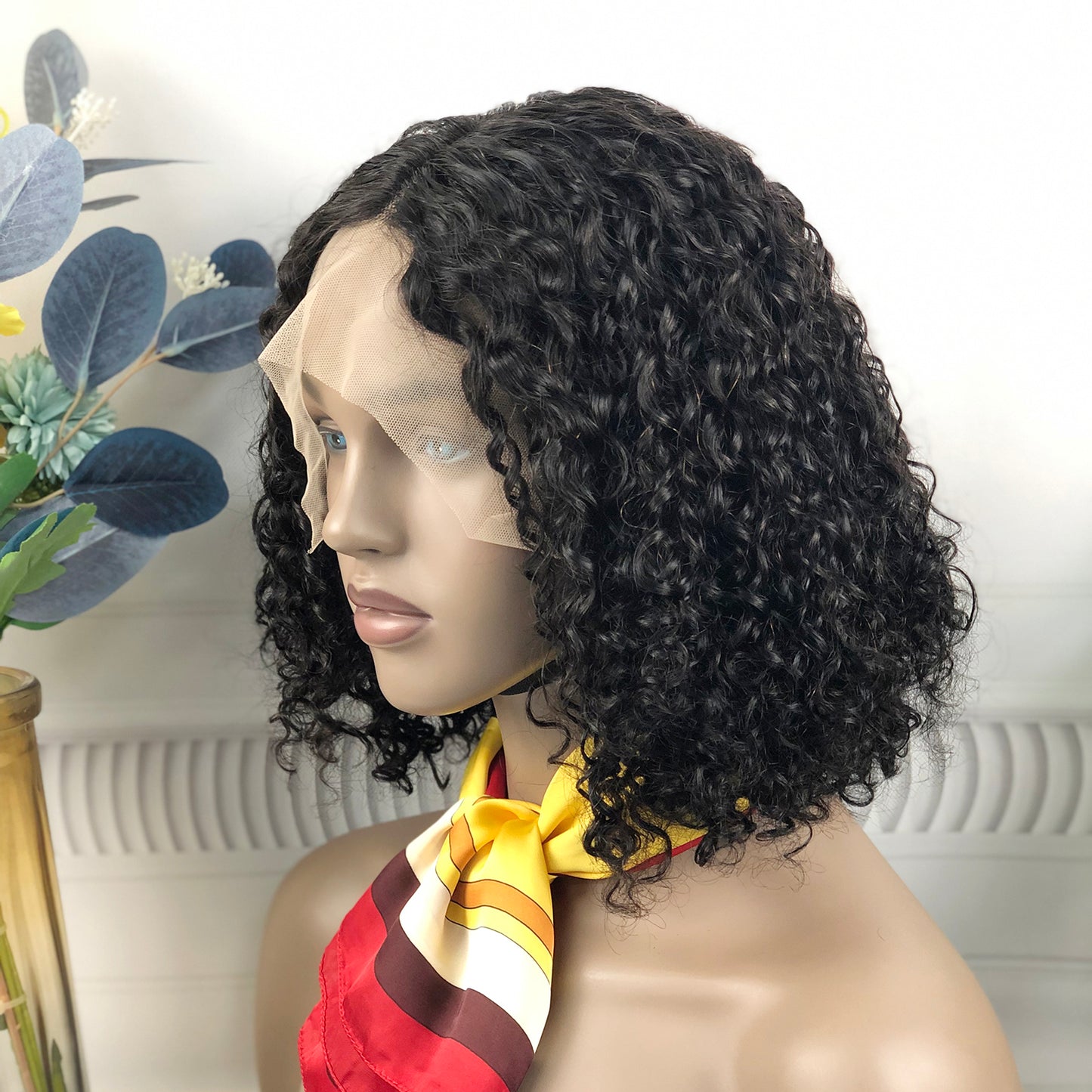 DD T Lace Bob Wig Pixie Curl Natural Human Hair