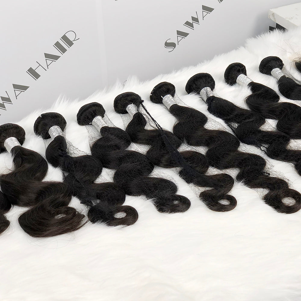 10A Sawa Natural Hair Bundles Body Wave Virgin Woman Human Hair With 13*4 HD Frontal 10"-40"