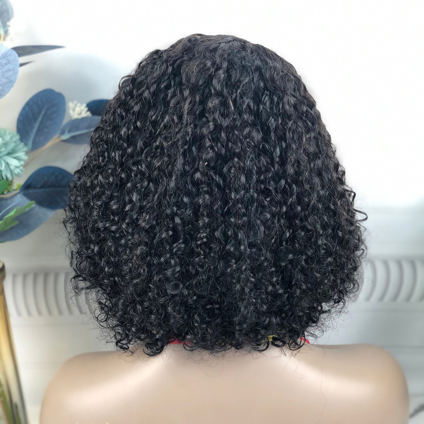 DD T Lace Bob Wig Pissy Curl Natural Human Hair (Side Part)