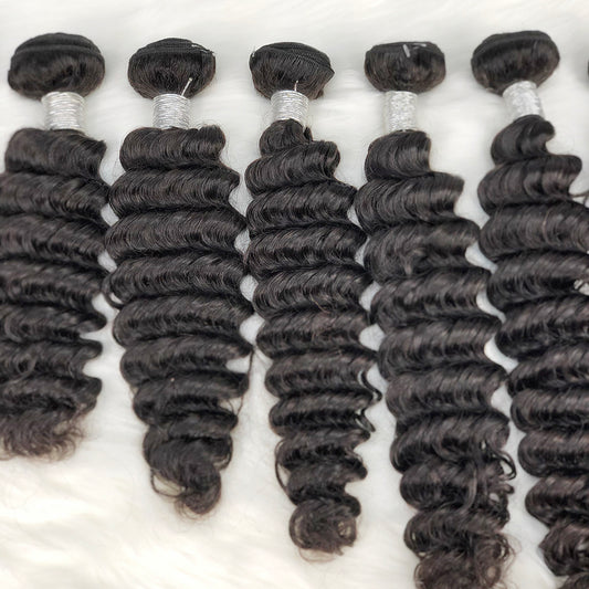 10A Sawa Natural Hair Bundles Deep Wave Brazilian Virgin Human Hair Bundles With 13*4 HD Frontal or 5*5 HD Closure 10"-40"