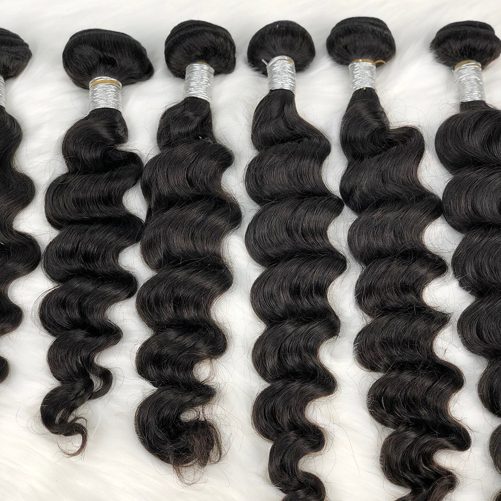 10A Virgin Natural Human Hair Bundles Loose Deep With 13*4 HD Frontal and 5*5 HD Closure