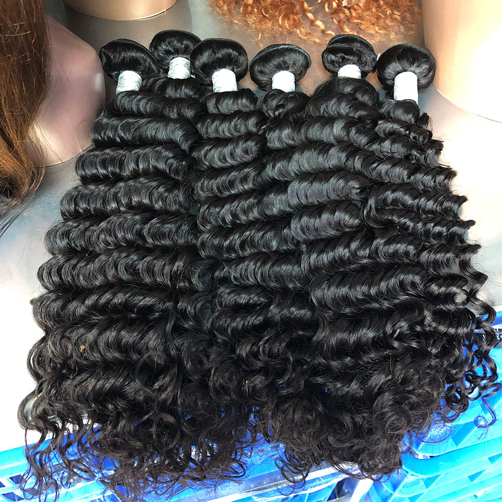 10A Sawa Natural Hair Bundles Deep Wave Brazilian Virgin Human Hair Bundles With 13*4 HD Frontal or 5*5 HD Closure 10"-40"