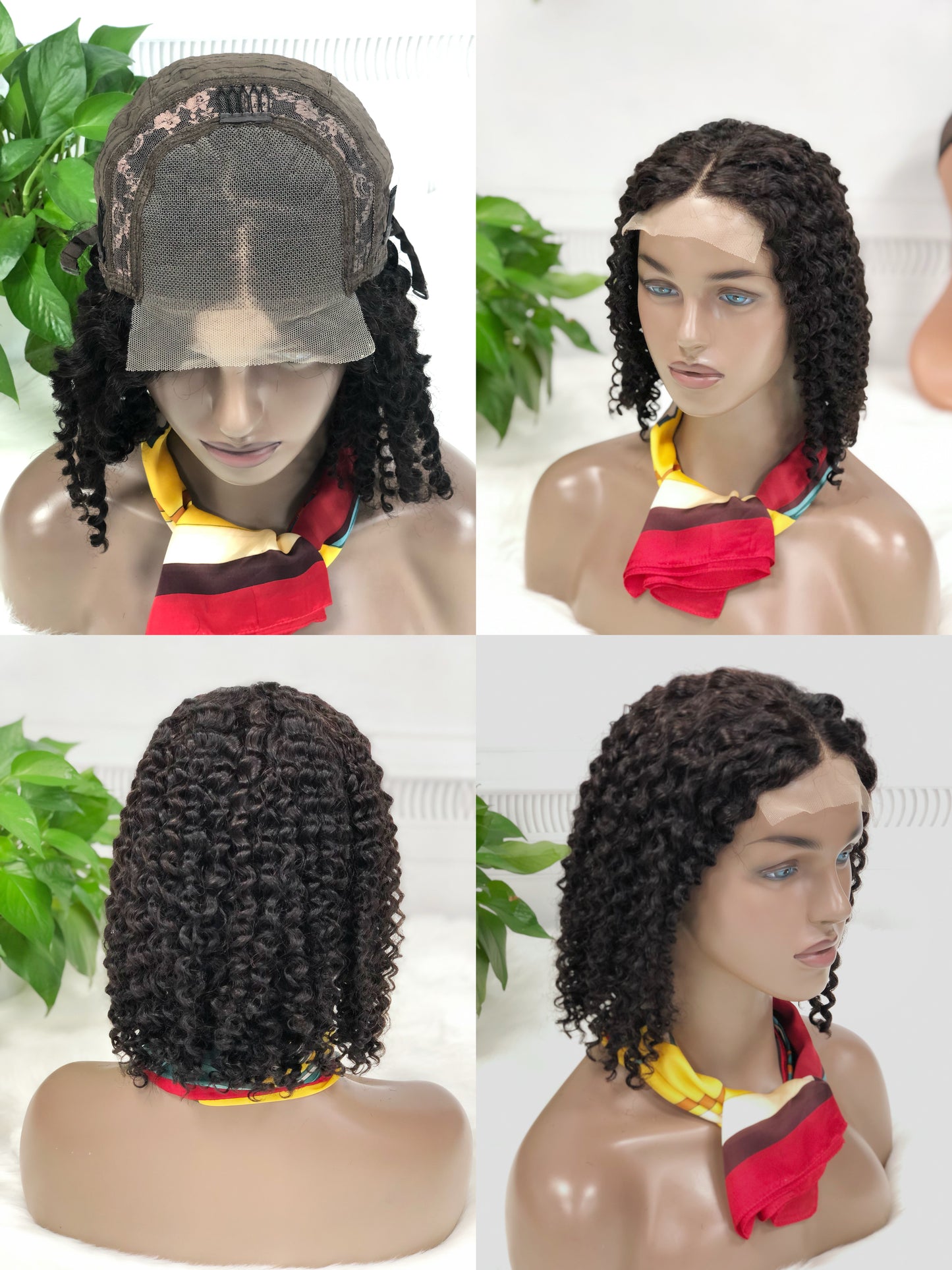 4*4 BOB Wig Jerry Curl  Color NC Brazilian Virgin Human Hair Wigs