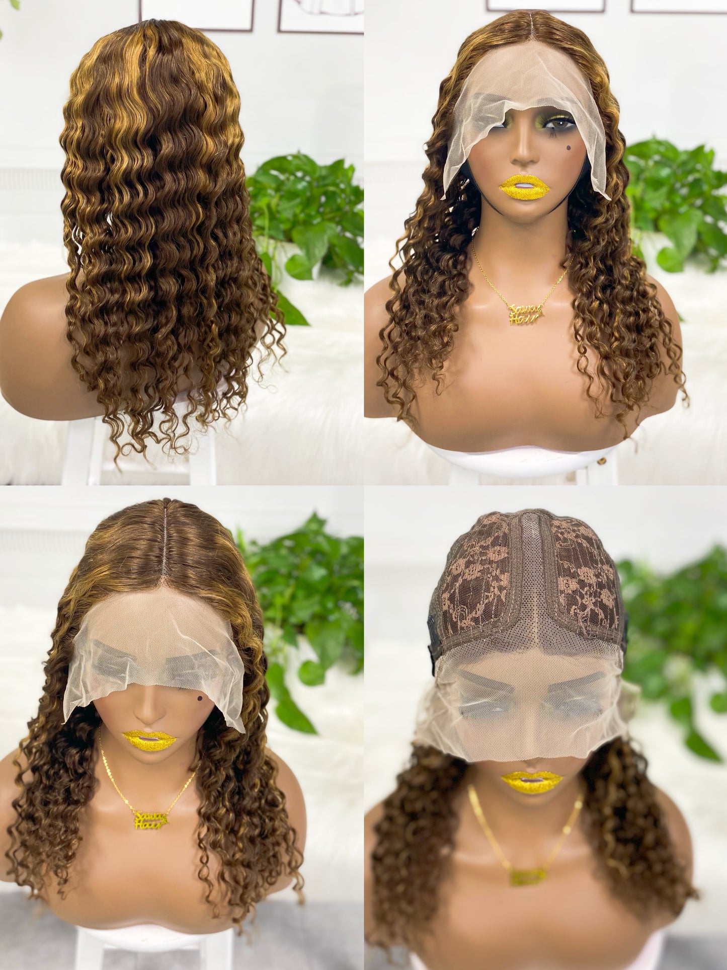 T Lace Wig Deep Wave Natural Human Hair Lace Wigs Color P4/27#